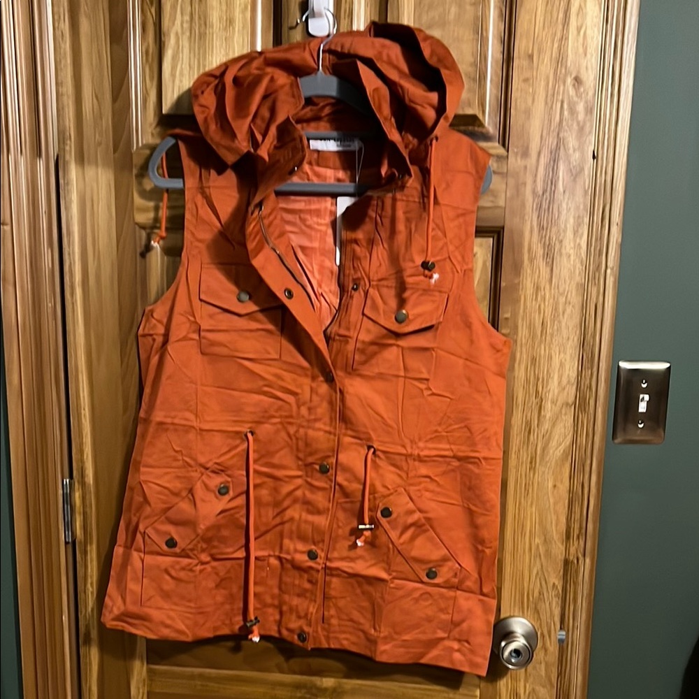 Women's Orange Hooded Vest